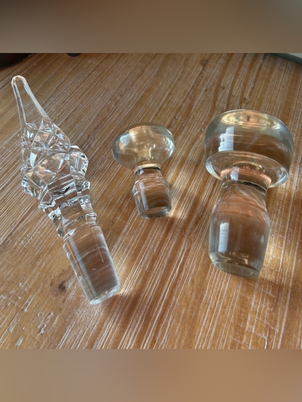 3 Vintage Solid Clear Glass & Crystal Decanter or Bottle Stoppers.